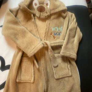 TODDLER BOYS PLUSH HOODED DOGGIE ROBE